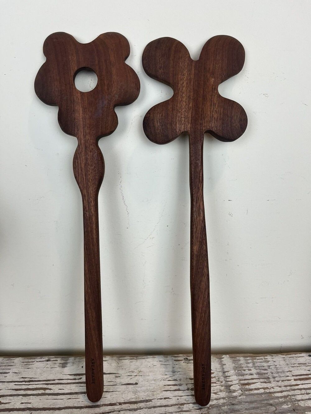 Floral Wooden Beechwood Salad Tongs By Areware 14” x 4” By Selena Liu Boho Decor